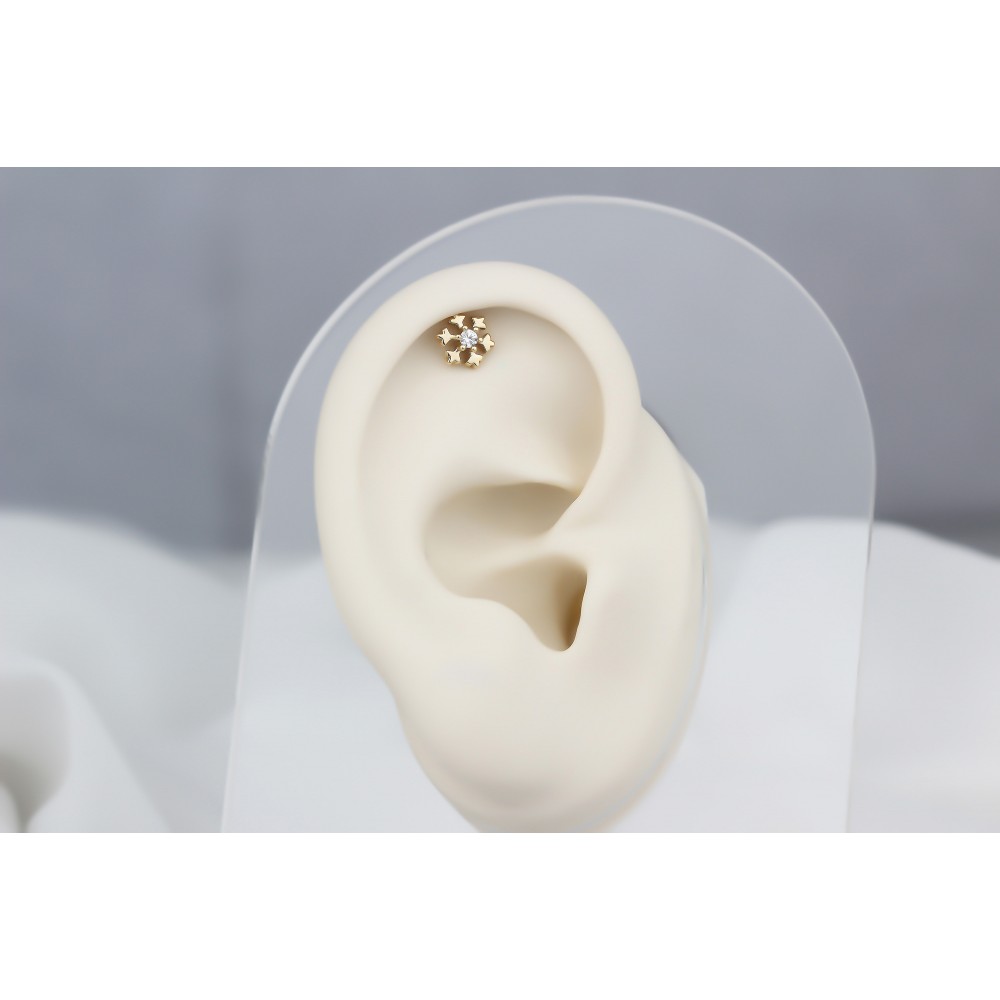 Glorria Altın Kar Tanesi Helix Piercing