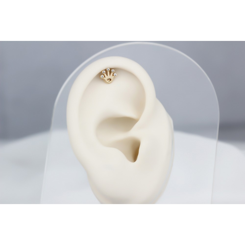 Glorria Altın Taç Helix Piercing