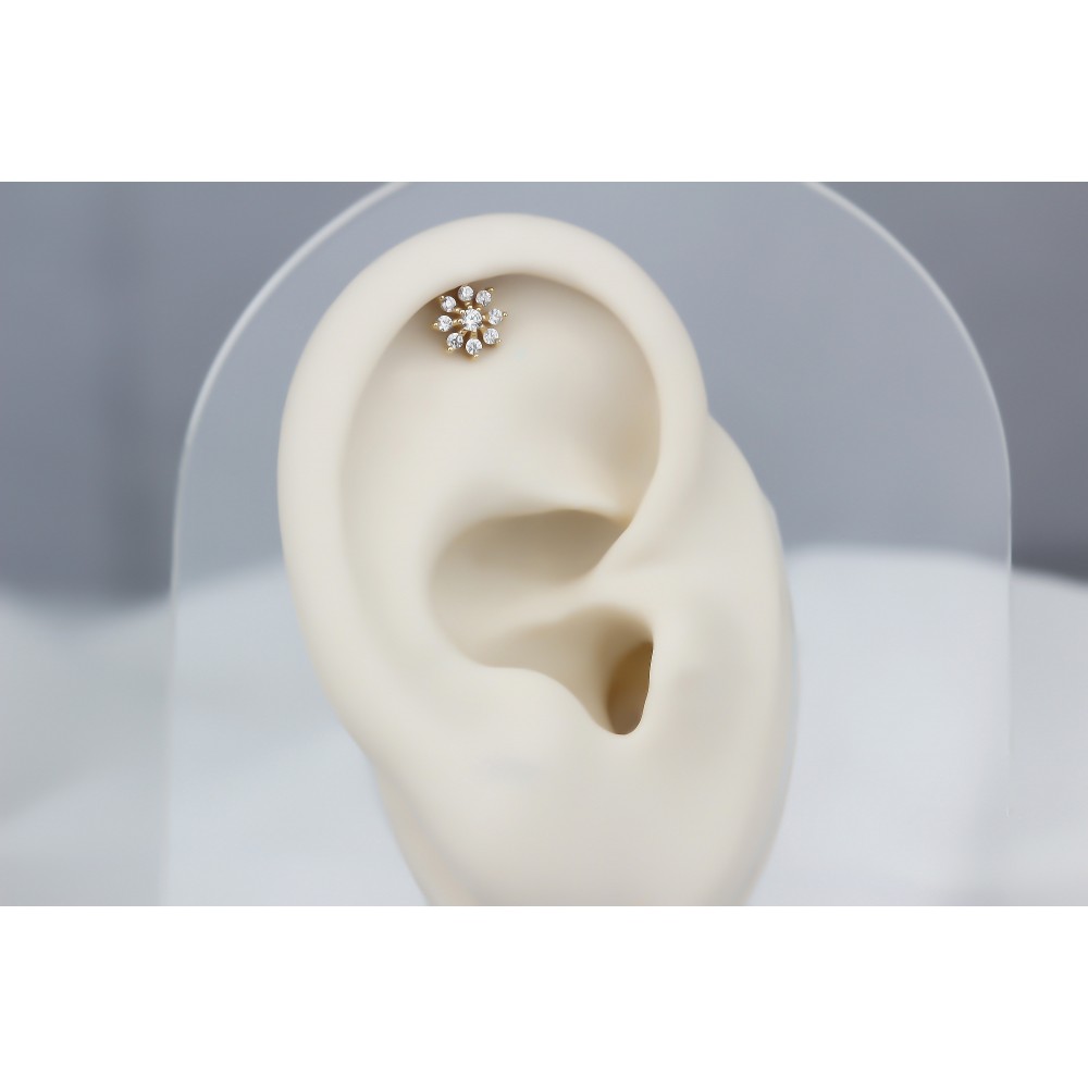 Glorria Altın Çiçek Helix Piercing