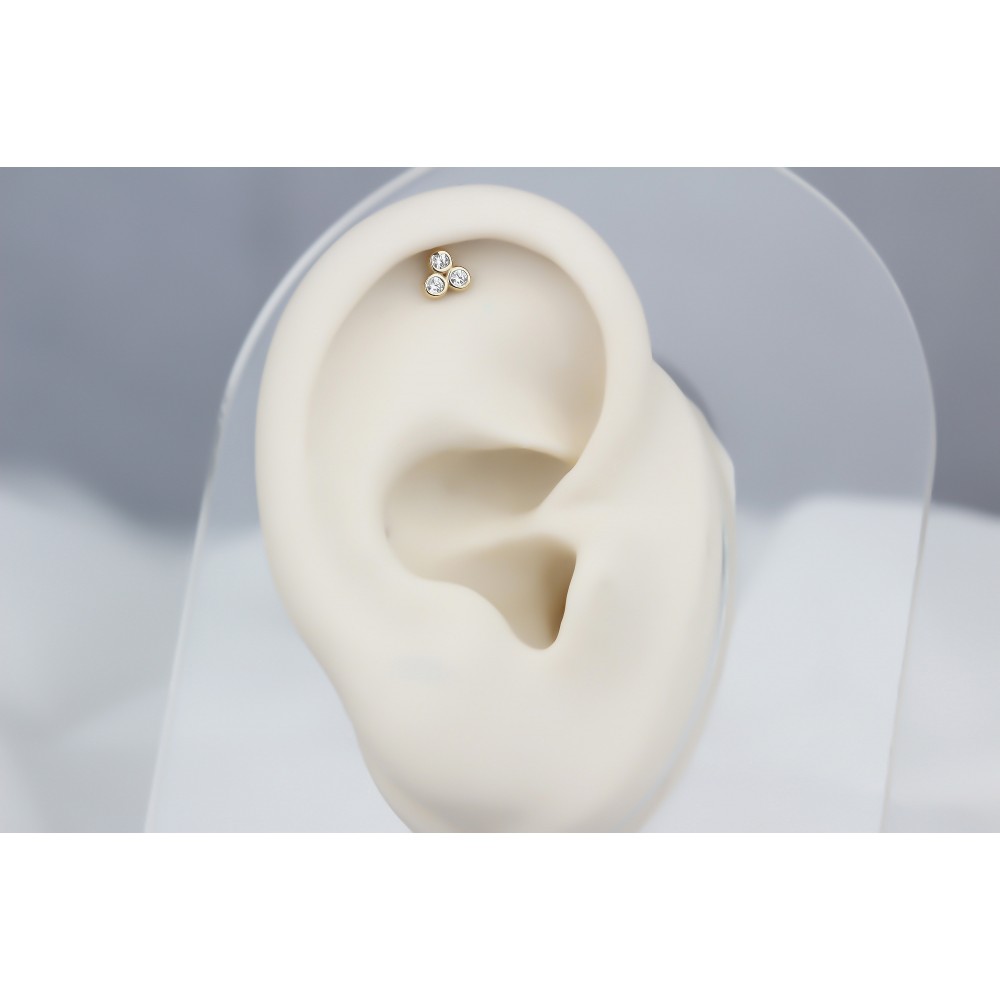 Glorria Altın Üç Taş Helix Piercing