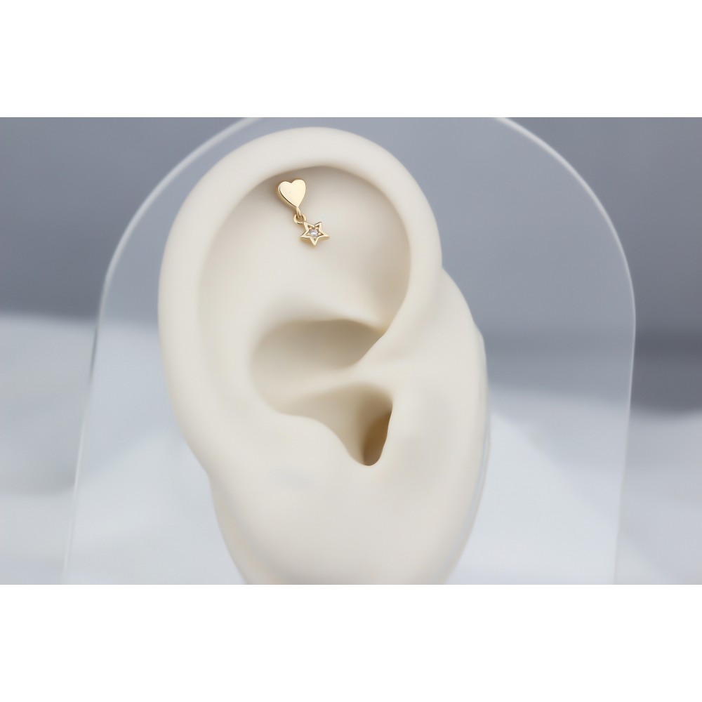 Glorria Altın Sallantı Kalp Helix Piercing