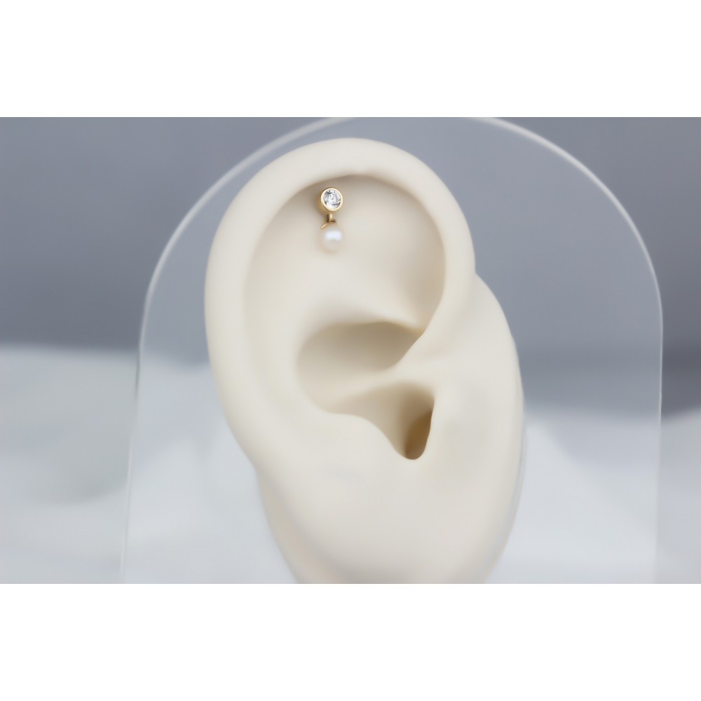 Glorria Altın İnci Tektaş Helix Piercing