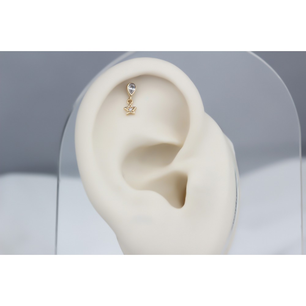 Glorria Altın Damla Sallantı Helix Piercing