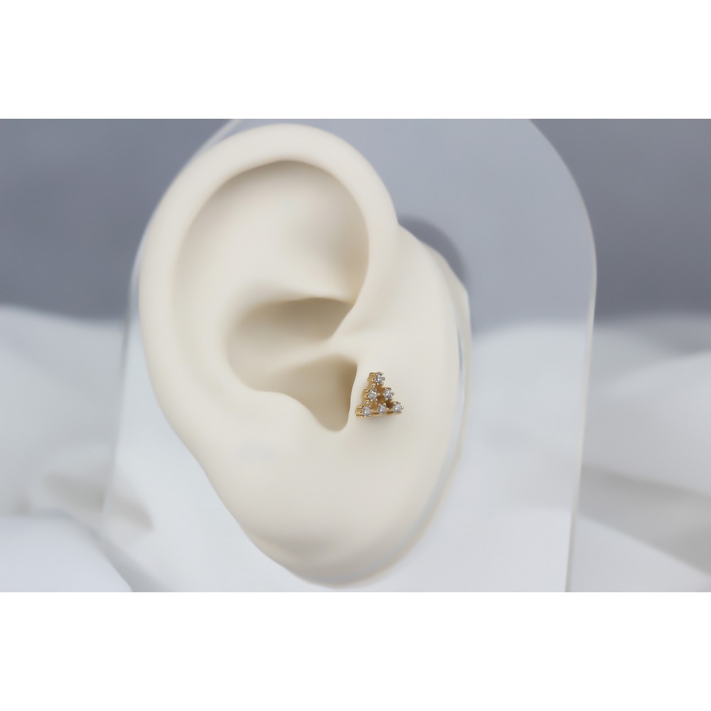 Glorria Altın Piramit Tragus Piercing