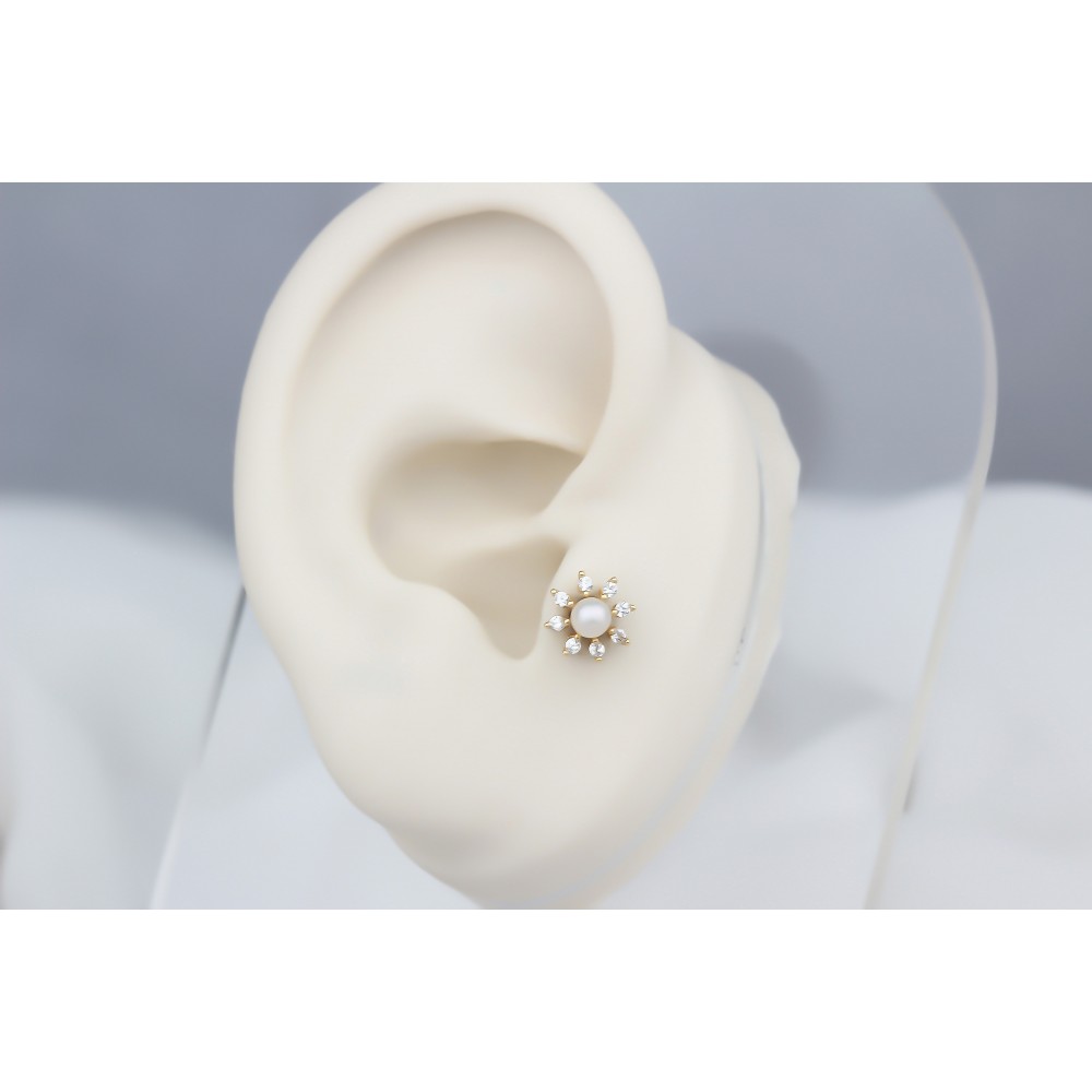 Glorria Altın İnci Tragus Piercing