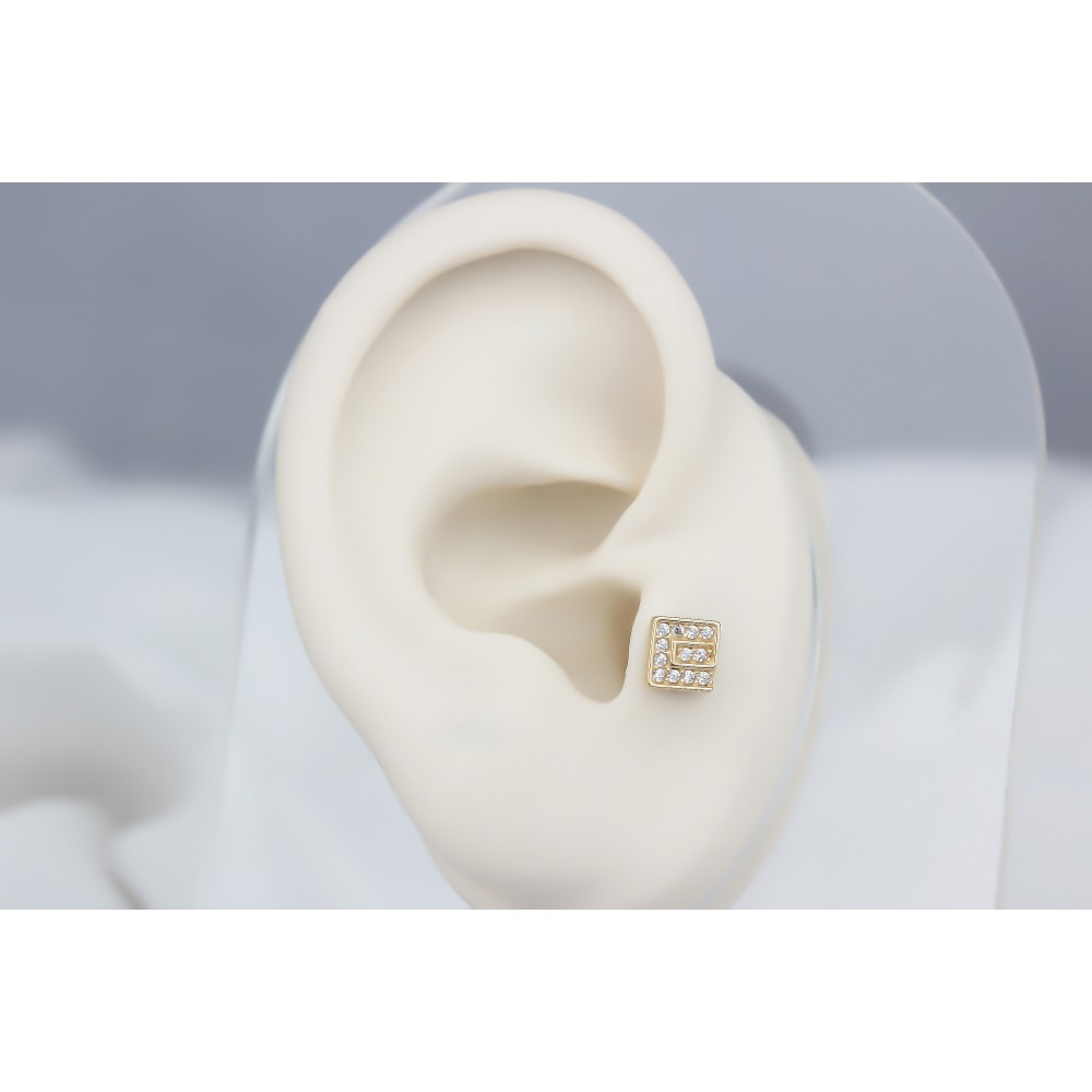 Glorria Altın Geometrik Tragus Piercing